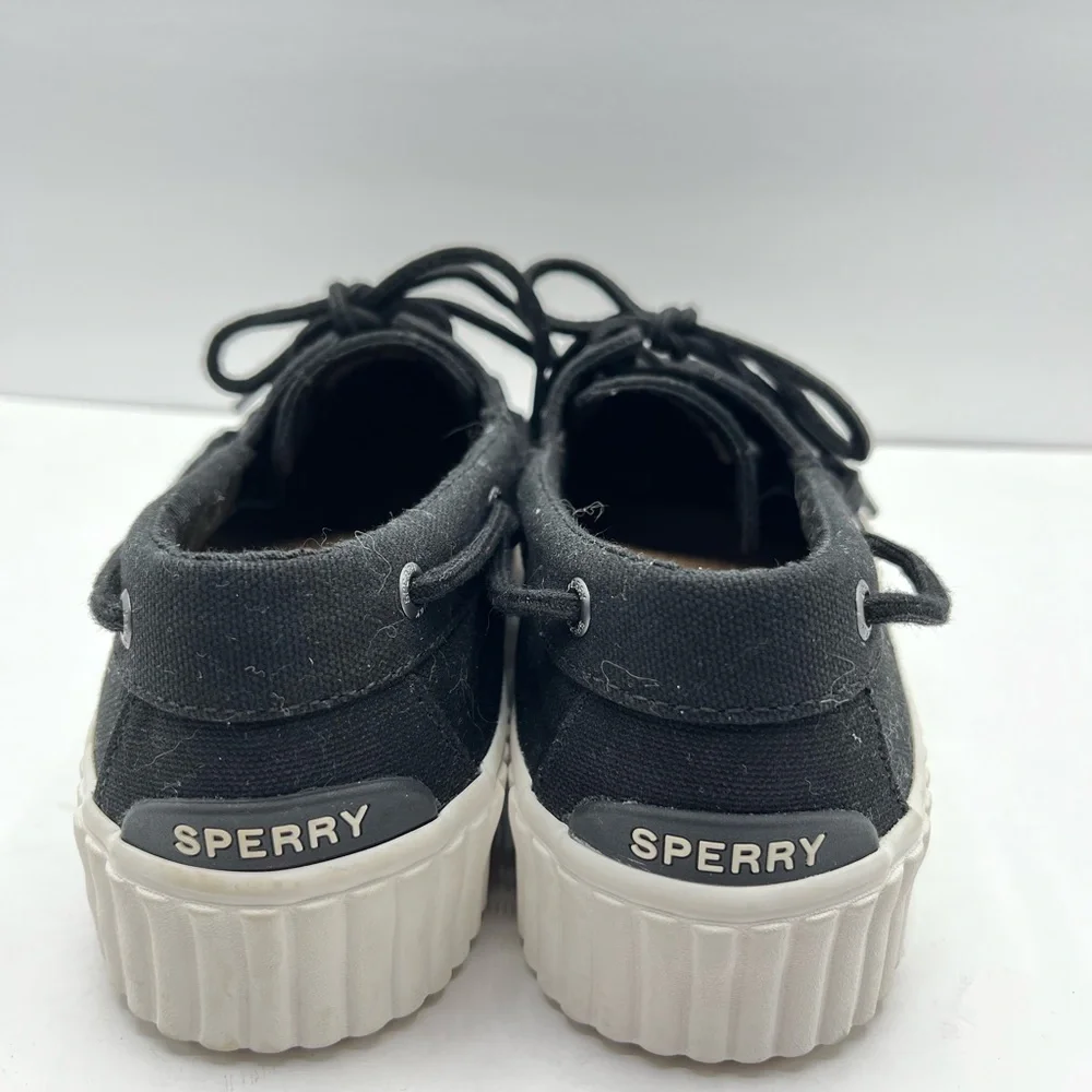 Sperry Women’s Size 10 Pier Wave Boat Platform Sneakers Casual black/white